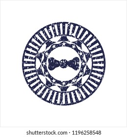 Blue bow tie icon inside grunge seal