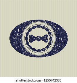Blue bow tie icon inside rubber stamp