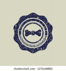 Blue bow tie icon inside distress rubber grunge texture seal