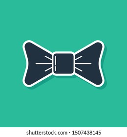 Blue Bow tie icon isolated on green background.  Vector Illustration
