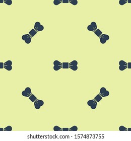 Blue Bow tie icon isolated seamless pattern on yellow background.  Vector Illustration