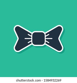 Blue Bow tie icon isolated on green background.  Vector Illustration