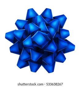 Blue bow top view isolated on white background. EPS 10 vector file included