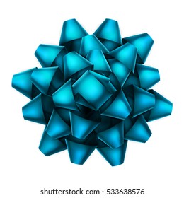 Blue bow top view isolated on white background. EPS 10 vector file included