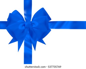 Blue bow top view isolated on white background. EPS 10 vector file included