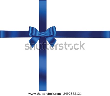 Blue bow whith horizontal and Vertical cross ribbon place on white background for decorate father's day or wedding card, gift card or website, Vector EPS10 with copy space