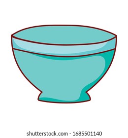 blue bowl ceramic utensil kitchen isolated icon vector illustration