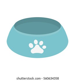 blue bowl food dog paw print vector illustration eps 10