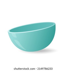 Blue Bowl. Bowl On White Background. Bowl Vector.