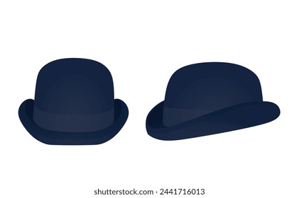 Blue bowler hat. vector illustration
