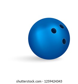 Blue bowling ball icon. Realistic illustration of blue bowling ball vector icon for web design isolated on white background