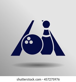 blue Bowling icon on the gray background