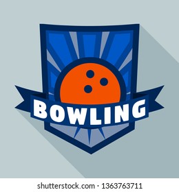 Blue bowling logo. Flat illustration of blue bowling vector logo for web design