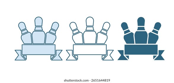 Blue Bowling pin icon isolated on white background.  Vector