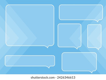 Blaues Feld für beliebigen Text mit Rahmen und Pfeil. Leeres Dialogfenster. Webbanner-Vektorgrafik.