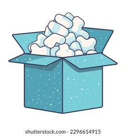blue box carton with polystyrene