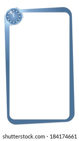 blue box for entering any text with clock