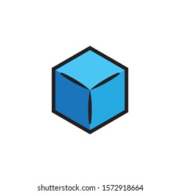 Blue box icon design template vector isolated illustration