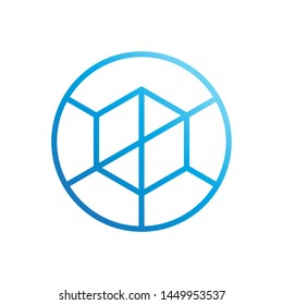 Blue box logo template vector blockchain icon design