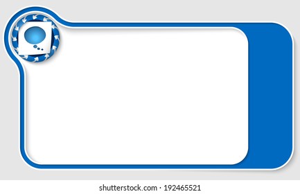 blue  box for text with arrows and speech bubble