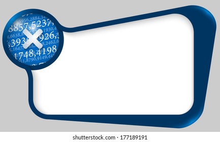 blue box for  text with ban sign and texture of numbers