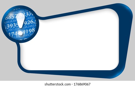 blue box for  text with exclamation mark and texture of numbers
