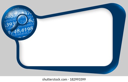 blue box for  text with magnifier and texture of numbers