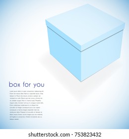 Blue box with text on the light background