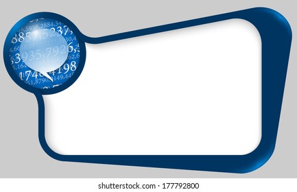 blue box for  text with speech bubble and texture of numbers