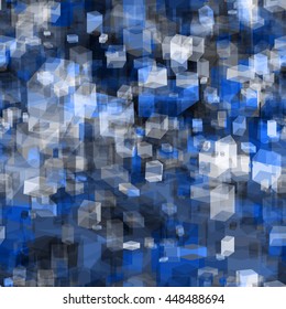 Blue box texture. Abstract seamless vector pattern. 
