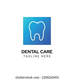 Blue box with tooth teeth icon for dental dentistry care clinic or oral hygiene logo design vector