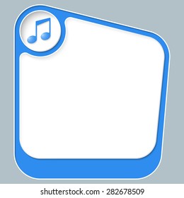 Blue box for your text with white frame and music symbol