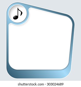 Blue box for your text with white frame and music symbol