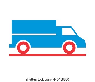 Blue Boxcar Transportation Vehicle Ride Drive Image Vector Icon