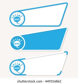 Blue boxes for your text and the words social media