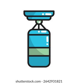Blue boxing bag icon. Vector illustration