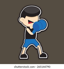 blue boxing cartoon