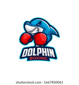 blue boxing dolphin ready for fight e-sports logo 1