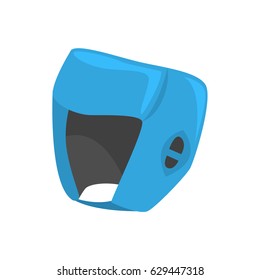 Blue boxing helmet to protect the head. Colorful cartoon vector Illustration