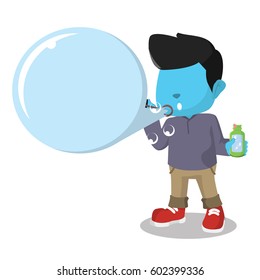 blue boy blowing text bubble