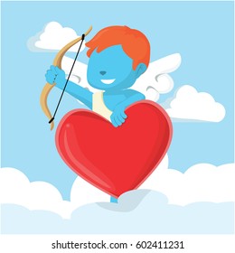 blue boy cupid with heart shaped sign