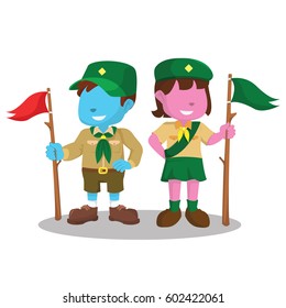 blue boy scout and pink girl scout