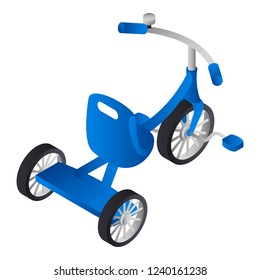 Blue boy tricycle icon. Isometric of blue boy tricycle vector icon for web design isolated on white background