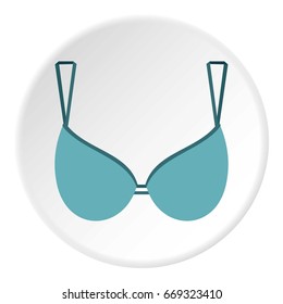 Blue bra icon in flat circle isolated on white background vector illustration for web