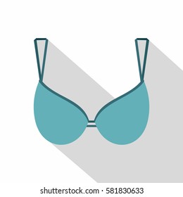 Blue bra icon. Flat illustration of blue bra vector icon for web isolated on white background