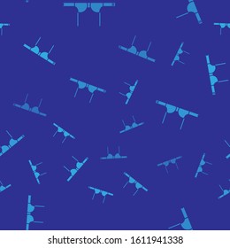 Blue Bra icon isolated seamless pattern on blue background. Woman underwear.  Vector Illustration