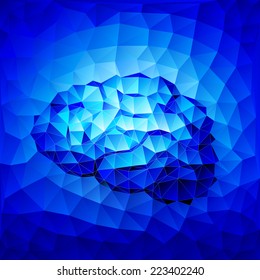 Blue brain consist of triangles. Eps8. RGB. Organized by layers. Gradients used.
