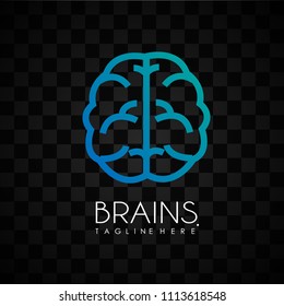 Blue brain design logo creative
