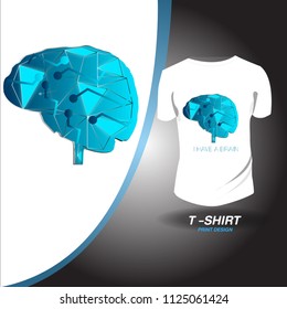 blue brain geometric, Prints on T-shirts, sweatshirts, cases for mobile phones, souvenirs. Isolated vector illustration on white background.