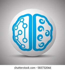 Blue Brain icon on white sphere